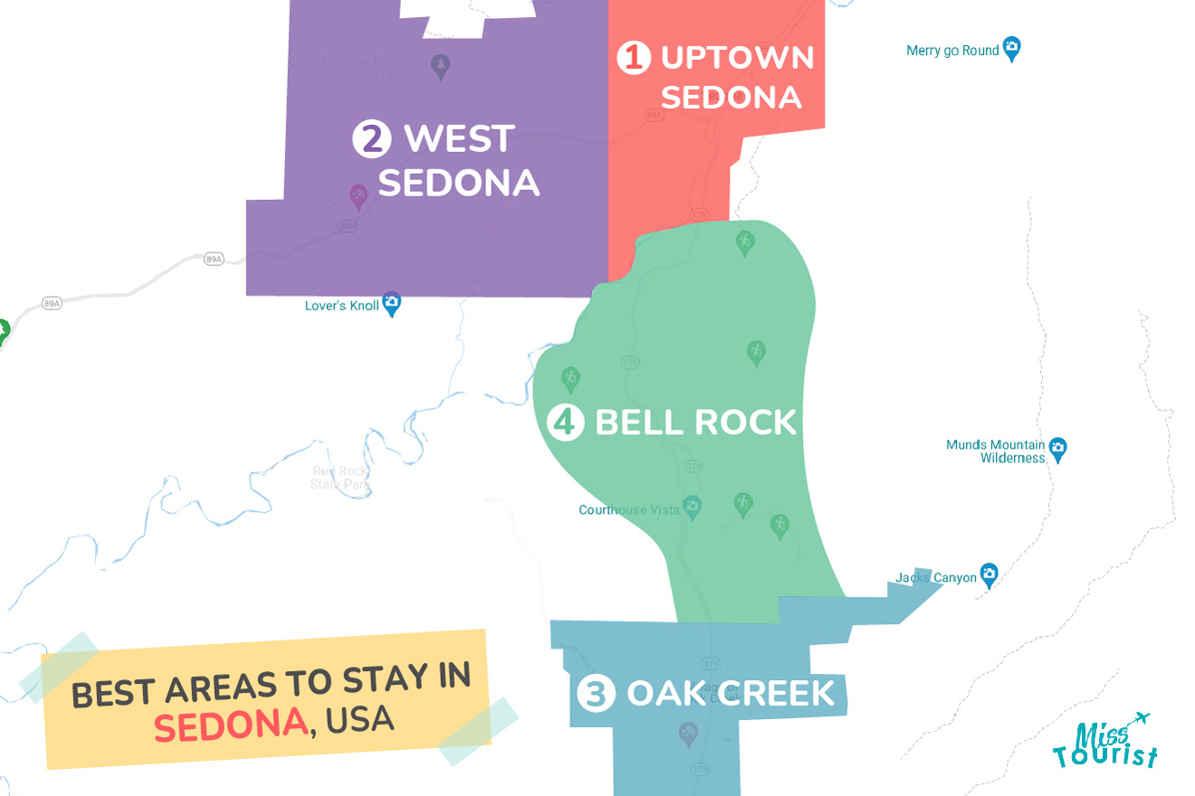 Map of best places to stay Sedona